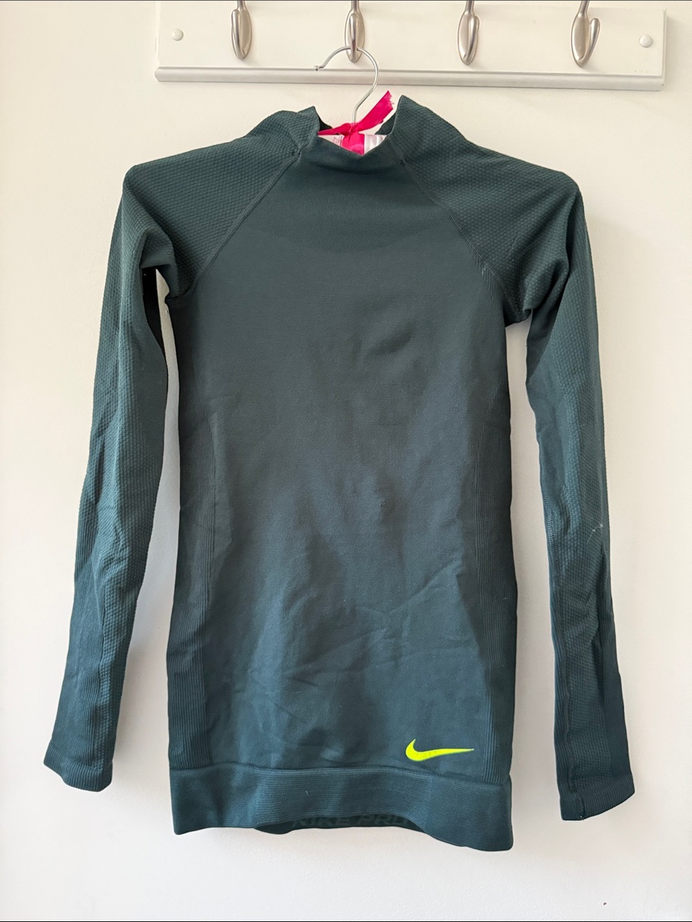 Nike pro hyperwarm Long Sleeve sporty top Dark Teal XS mock neck